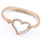 Worn Gold Metal Double Layered Heart Charm Bracelet