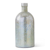 Medium 11.5" Antique Light Green Matte Glass Bottle Vase