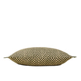 Green Block Print Check Linen Pillow