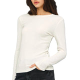 Ivory Round Neck Long Sleeve Knit Top