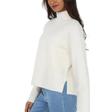 Sienna Ivory Rib Trim Mock Neck Sweater