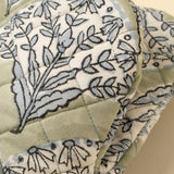 Sakura Block Print Oven Mitt, Green