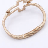 Worn Gold Metal Hammered Cross Cut Out Bracelet