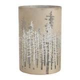 In The Woods Trees & Gold Glass Hurricane 6" x 10"