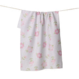 Geometry Cross Stitch Floral Tea Towel
