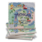 Michigan State Attractions Tumbled Tile Coaster