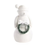 Large White Ceramic Snowman with Wreath