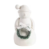 Small White Ceramic Snowman with Wreath