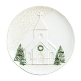 Pressed Lace Church with Trees Platter