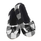 Snoozies Ballerina Slippers - Black Buffalo Plaid