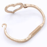 Worn Gold Metal Double Layered Heart Charm Bracelet