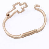 Worn Gold Metal Hammered Cross Cut Out Bracelet