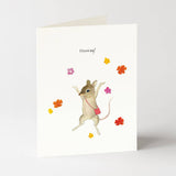 Hooray - Encouragement Greeting Cards - Mouse and Flowers