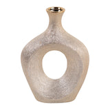 Gold Oval Cut Out Vase 10in