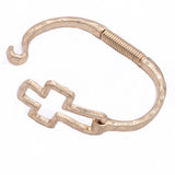 Worn Gold Metal Hammered Cross Cut Out Bracelet