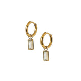 Gold Edith Clear Huggie Charm Earrings