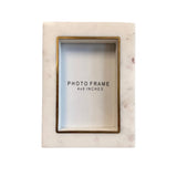 White Marble and Gold Trim 4x6 Picture Frame