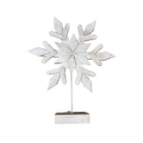 White Wooden Snowflake on Stand - Small