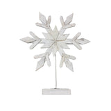 White Wooden Snowflake on Stand - Large