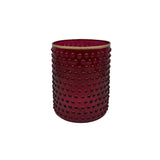 Large Red Dot Embossed Glass Container with Gold Trim