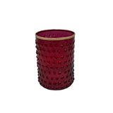 Medium Red Dot Embossed Glass Container with Gold Trim