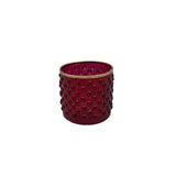 Small Red Dot Embossed Glass Container with Gold Trim