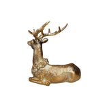 Antique Gold Laying Resin Deer 6"