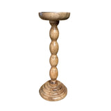 Small Brown Wood Spindle Candleholder