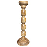 Large Brown Wood Spindle Candleholder