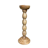 Medium Brown Wood Spindle Candleholder