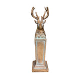 10.25" Gold Resin Deer Bust on Pillar