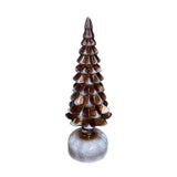 10.5" Frosted Copper LED Mercury Glass Tree on Pedestal with Timer