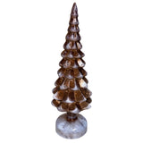 13" Frosted Copper LED Mercury Glass Tree on Pedestal with Timer