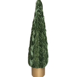 18.5" Green Velvet Braided Cone Tree with Gold Base - Large