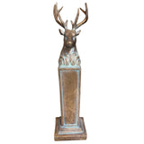 16.5" Gold Resin Deer Bust on Pillar
