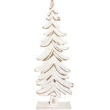 Large Carved Wood White Christmas Tree Figure