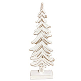 Small Carved Wood White Christmas Tree Figure