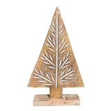 Medium Carved Wooden Christmas Tree on Stand