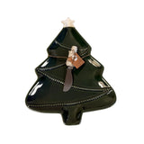 Green Tree Platter with Snowman Spreader Set