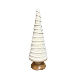 Cream Velvet Swirl Christmas Trees with Wood Base - Small
