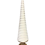 Cream Velvet Swirl Christmas Trees with Wood Base - Large