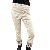 Charlie B Cropped Twill Pants with Embroidered Hem
