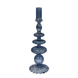 Dark Blue Glass Taper Candle Holder