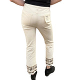 Charlie B Cropped Twill Pants with Embroidered Hem