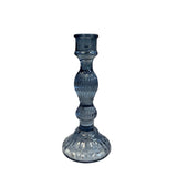 6" Blue Glass Taper Candle Holder