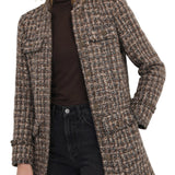 Liverpool Taupe Multi Mandarin Collar Lady Coat