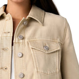 Liverpool Light Khaki 3/4 Sleeve Frayed Flounce Jacket