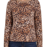 Liverpool Java Multi Leopard Long Sleeve Crew Neck Sweater
