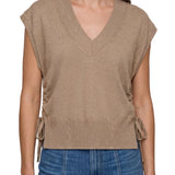 Liverpool Harvest Khaki Melange V-Neck Dolman Popover Sweater with Side Ties