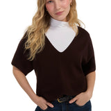 Liverpool Java Short Sleeve V-Neck Dolman Popover Sweater